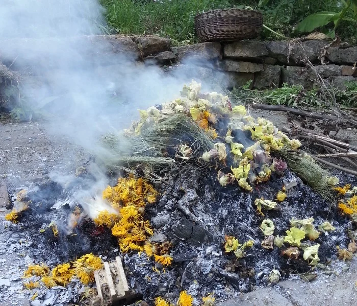 Getrocknete Blüten und Kräuter zum Räuchern
