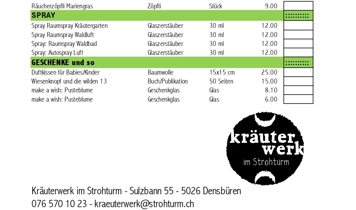 Einblick ins Kräuterwerk im Strohturm